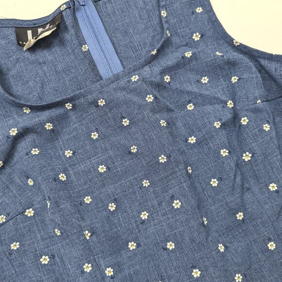 Vintage I.N. San Francisco Mini Dress Women's Size XS 90s Blue Daisy Teen - Picture 2 of 4